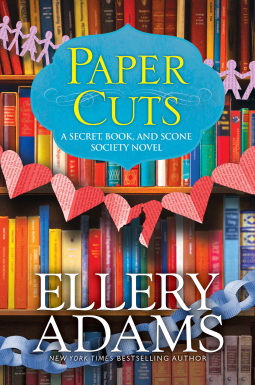 Illustrated cover of a bookcase with mostly colorful paperback spines facing out; there are three paper chains hanging from the shelves: the top one is of people holding hands (alternatively wearing pants and a skirt); the bottom one is made with individual strips of paper functioning as chain links, and the middle one is read hearts, only the middle is torn from the bottom, almost to the top, so that there's only a tiny bit of red paper still holding the two halves of the chain together.